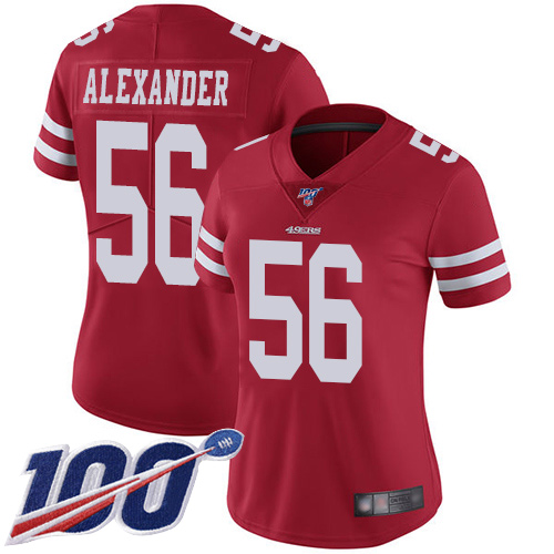 San Francisco 49ers Limited Red Women Kwon Alexander Home NFL Jersey 56 100th Season Vapor Untouchable